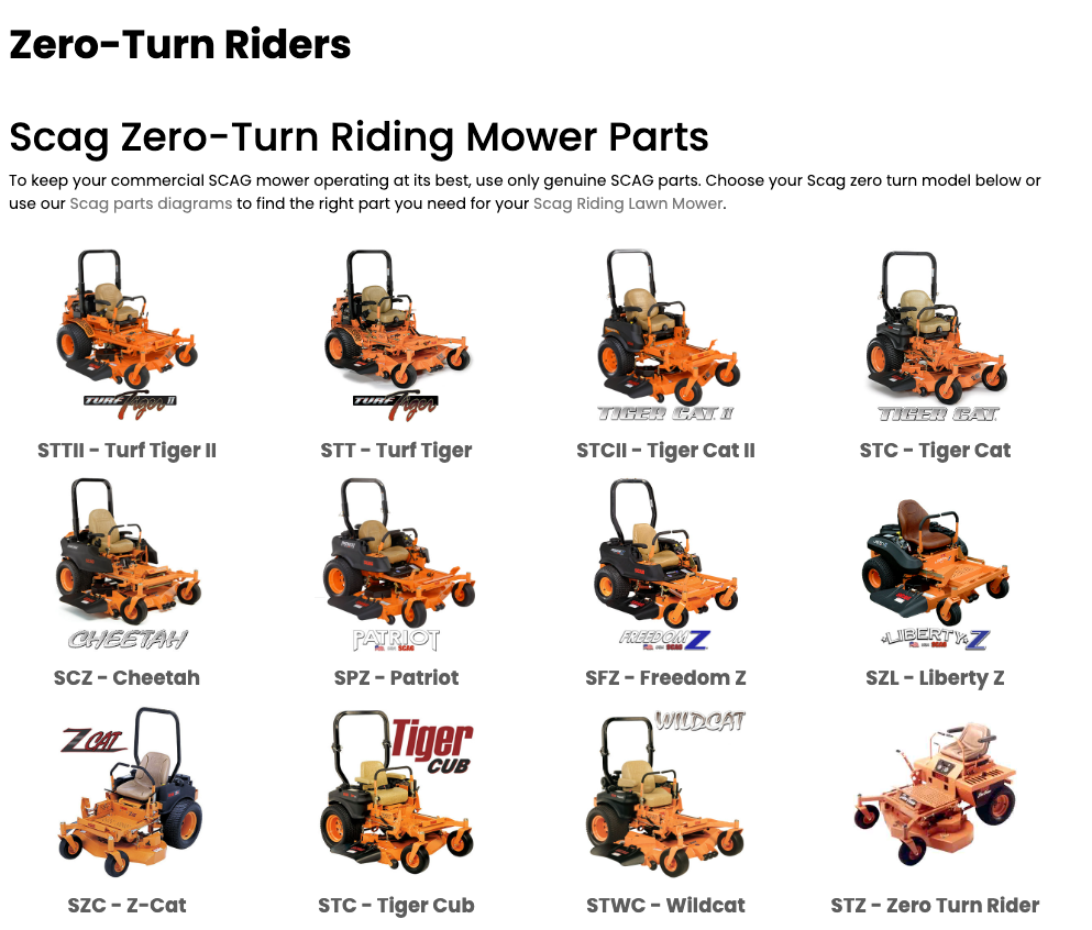 Scag Zero-Turn Riding Mower Parts